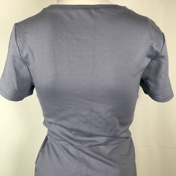 Express Shirt Womens Sz XS Purple Knot Front Short Sleeve Fitted - Picture 6 of 10